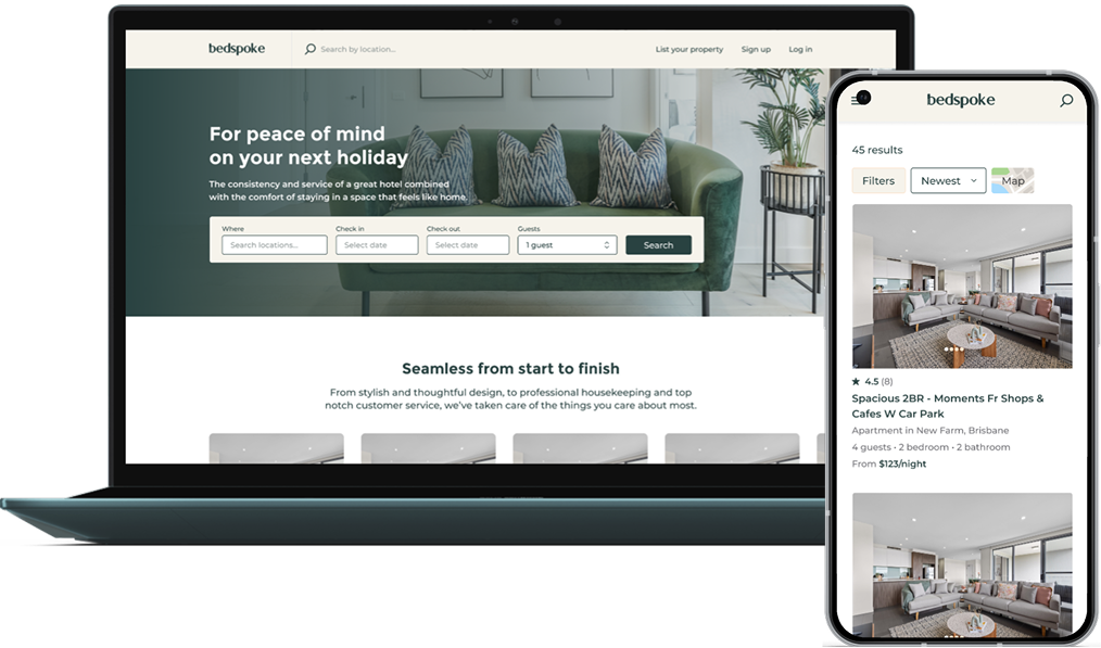 Bedspoke marketplace shown on laptop and mobile