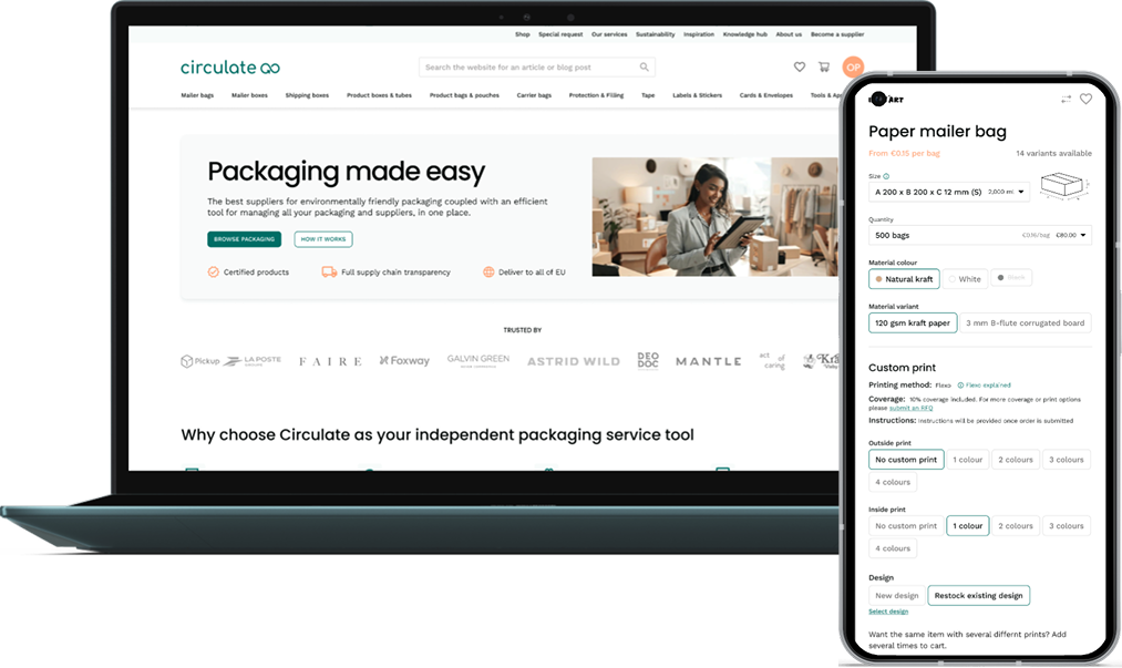 Circulate marketplace shown on laptop and mobile